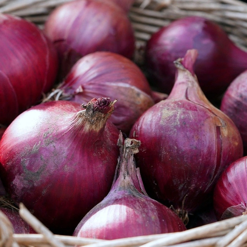 Basket of red onions